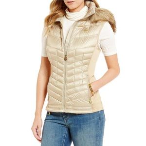 Michae Kors Down Faux-Fur Trim Hooded Vest